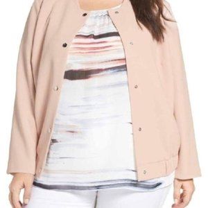 Vince Camuto Pink Pale Blush Snap Front Bomber XL